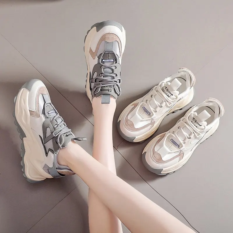 

Spring Women Mesh Platform Sneakers Fashion Breathable All-match Running Vulcanized Dad Shoes Thick Bottom Casual Chunky Shoes