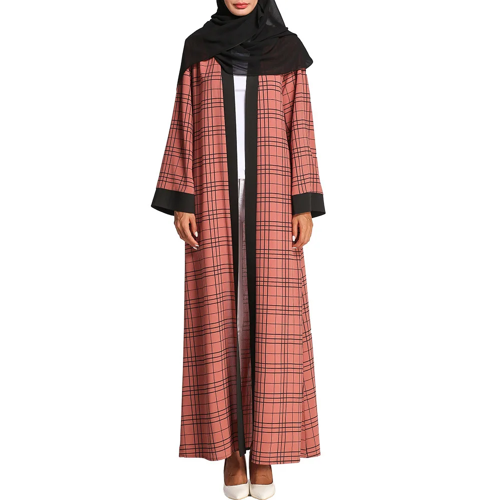 

Abaya Дубай кимоно кардиган Турция хиджаб мусульманское платье Caftan ислам одежда Abayas для женщин решетчатый халат платья DR-224