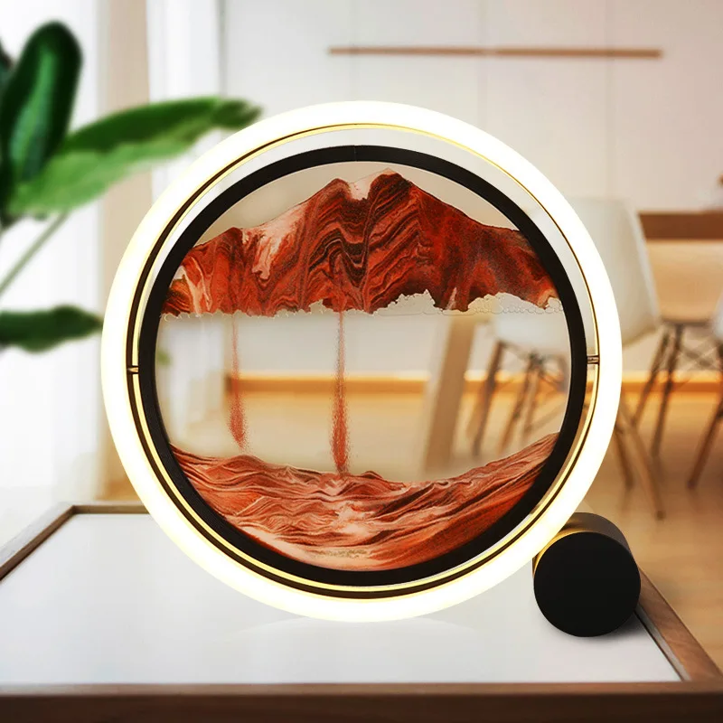 USB Led Hourglass table lamp Craft quicksand 3D Natural Landscape Flowing Sand dimmable Moving Hourglass Night Light lampara led