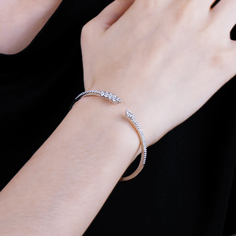 

TIRIM Trendy Exquisite Cubic Zirconia Bracelet Crystal Cuff Bangle Fashion Office Jewelry for Women Wedding Daily Wear