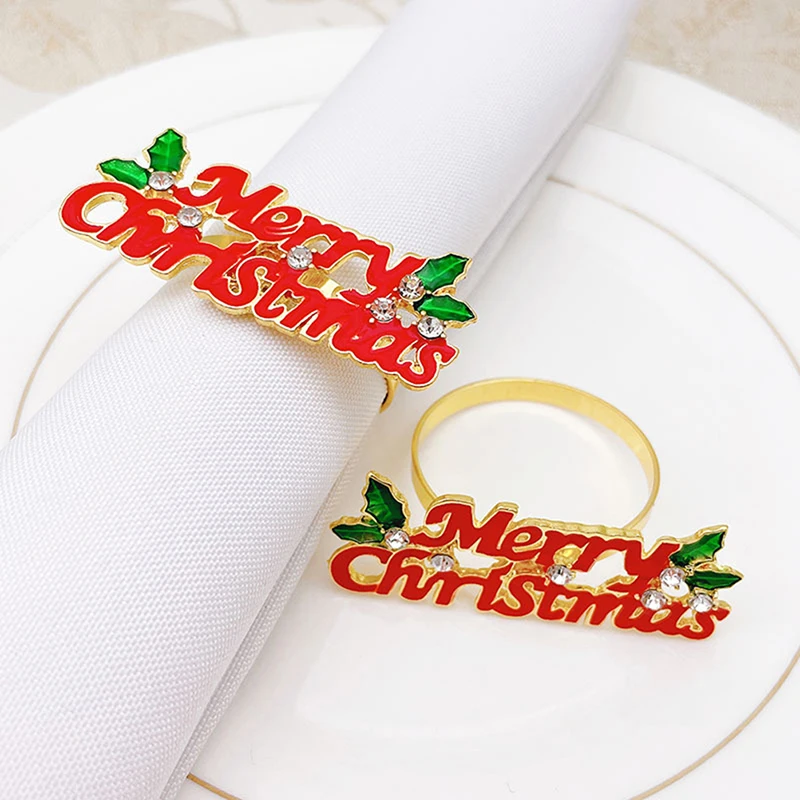 1PC Christmas Napkin Ring Holders Xmas table Decoration for home Metal reindeer horn tissue ring Wedding Banquet Hotel Table Sup