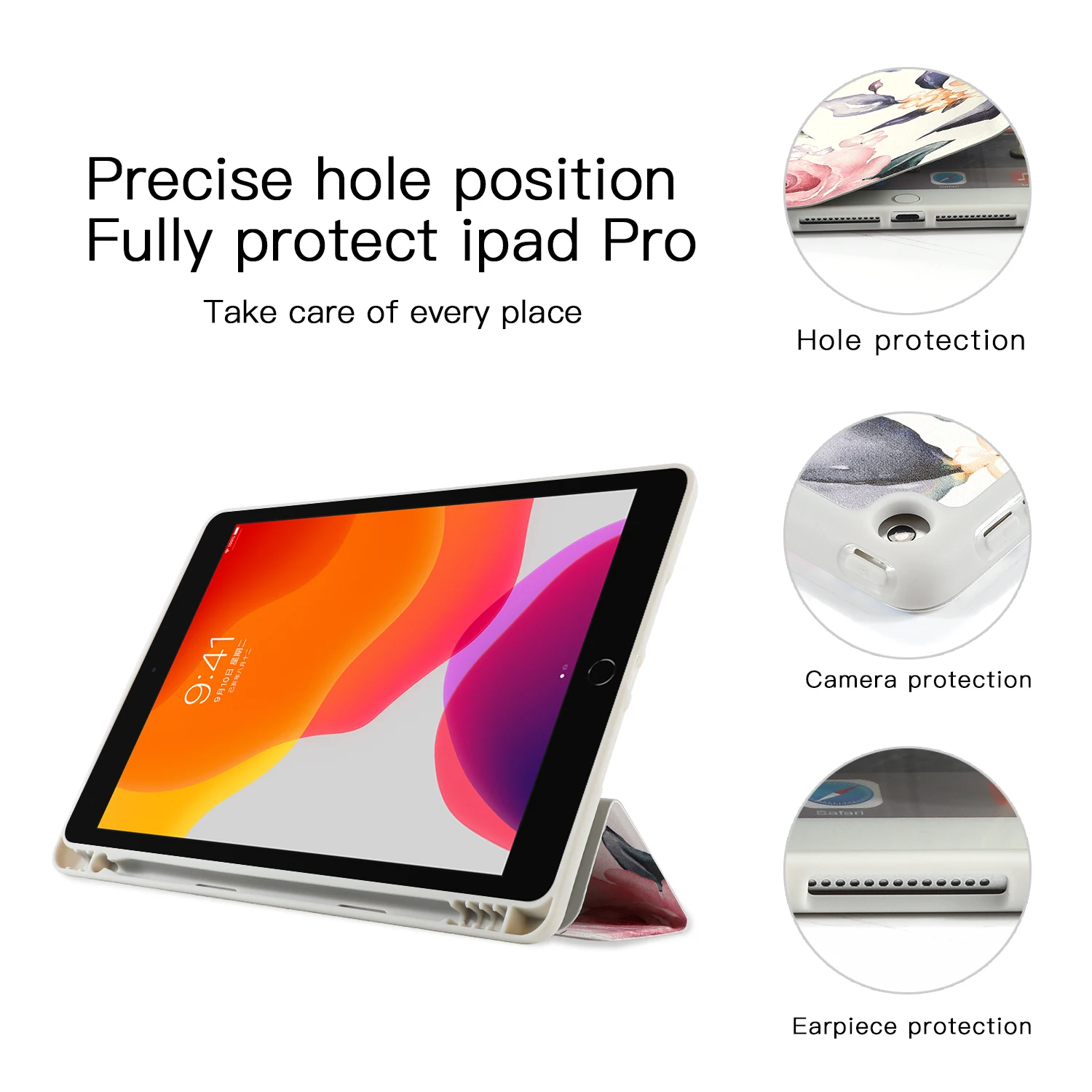 Чехол в стиле ретро с цветами и листьями для Apple IPad 10 2 2019 Кожаный противоударный