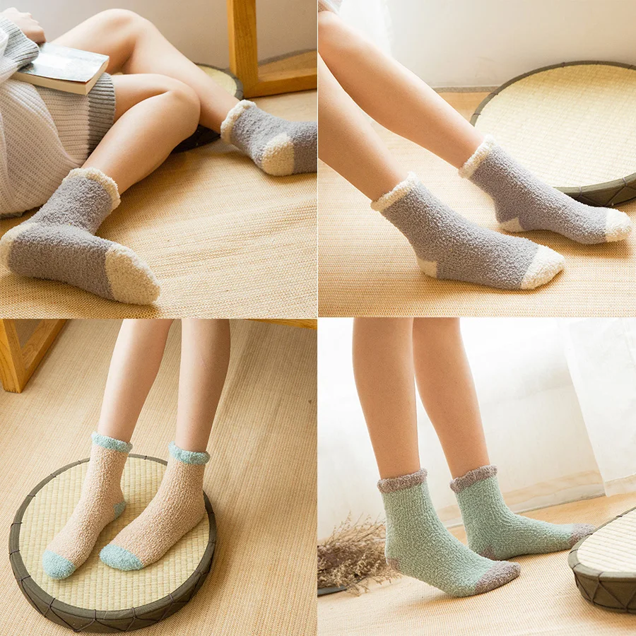 

Ladies Winter Velvet Cotton Thicken Plush Loop Floor Socks Warm Coral Fleece Snow Socks Wool Cashmere Sleeping Socks Euramerican