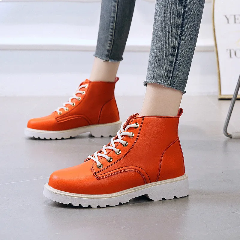 Новинка 2020 года Зимние белые ботинки Doc Martens Женские модные ботильоны на