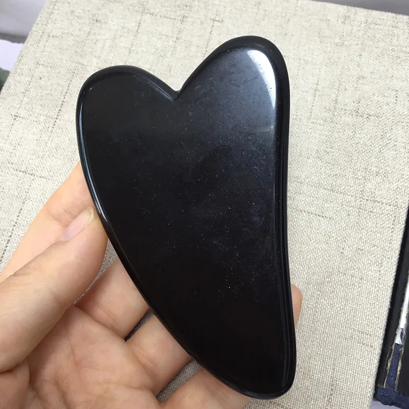 Скребковая пластина из черного обсидиана массажер для терапии тела натурального