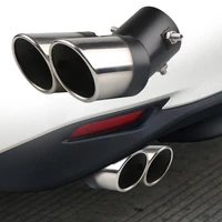 dual outlet car exhaust tip stainless steel slant rolled edge auto muffler silencer universal blacksilver car exterior supplies