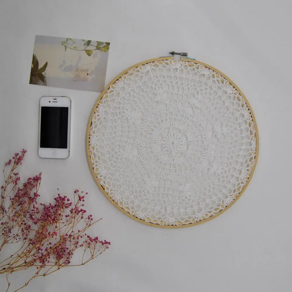 

Handmade Wall Decor hanging Dream Cotton flower Lace Catcher Wedding Background party home shop decoration No.A018 diameter 30cm