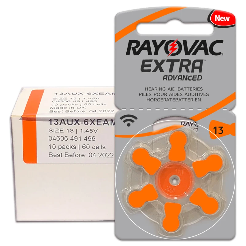 60 шт. батарейки для слуховых аппаратов Rayovac Аккумулятор Zinc Ai13 A13 P13 PR48 усилителя