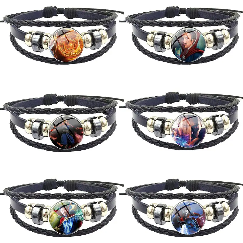 

Doctor stranna, модные ювелирные изделия, Классический Стеклянный кабошон, черный кожаный браслет, браслет s для влюбленных, лучшая дружба