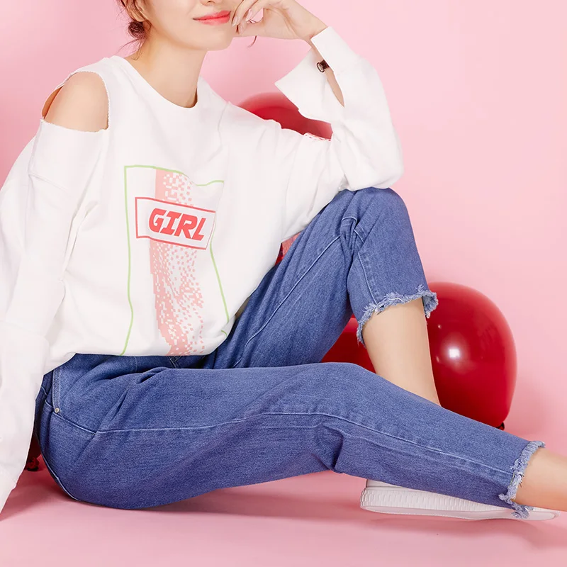 LEIJIJEANS Новое поступление свободные женские штаны-шаровары со средней посадкой с