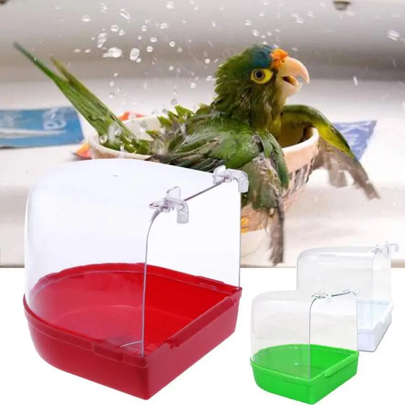 

New Color Random Bird Bath Box Parrots Parakeet Hanging Birdbath Cage Bird Water Bath Tub Pet Pet Hanging Cage Supplies