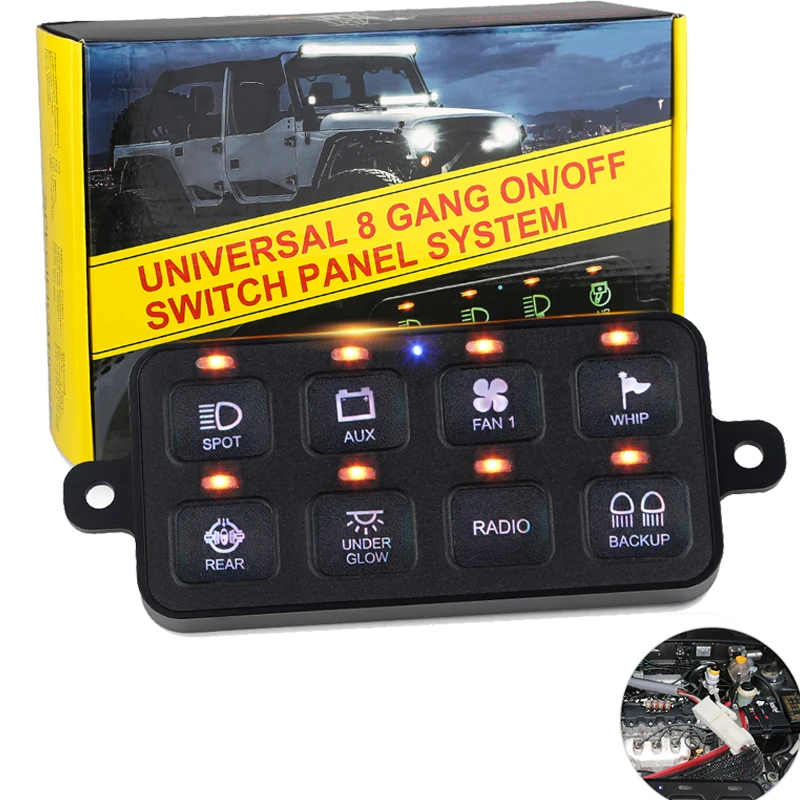8 Gang Car Truck Led Switch Panel DC12V-24V With Download Mounting Software Power System Phone Control For Jeep | Автомобили и