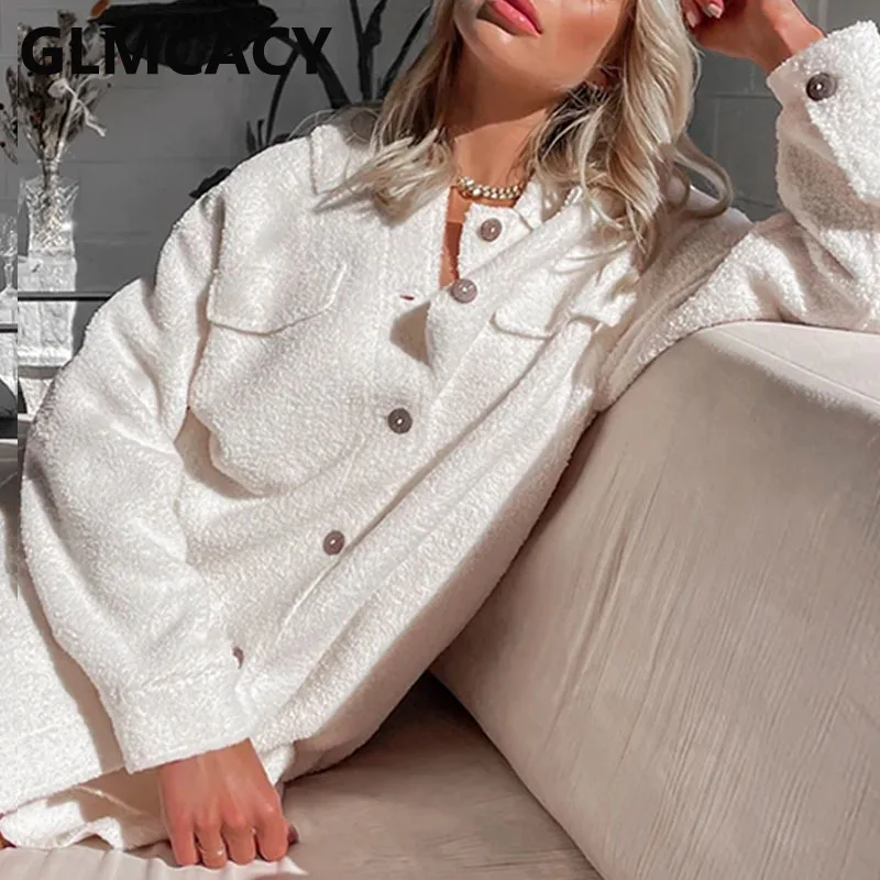 

Women Long Sleeve Single Breasted Button Long Coat Light Weight Fuzzy Teddy Blazer Jackets