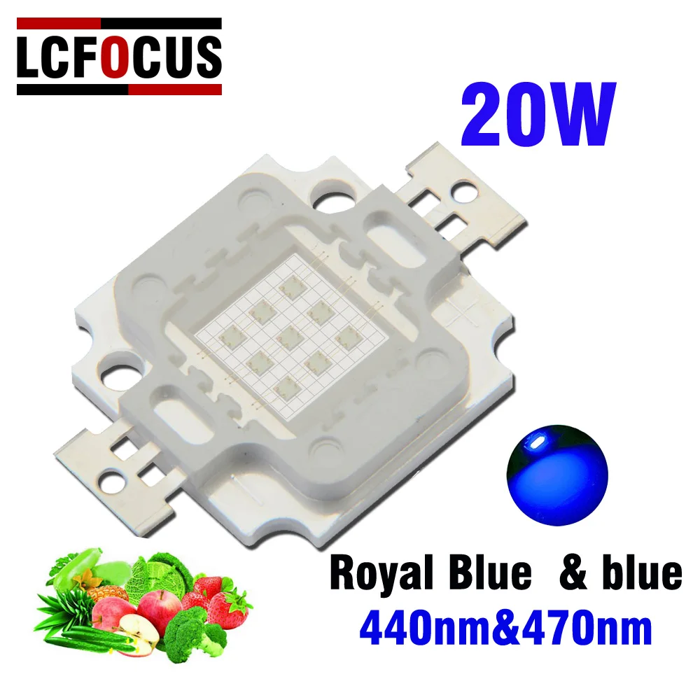 10 Вт Королевский синий цвет 440nm 470nm светодиодный чип COB DIY 50 100 200 растет светильник