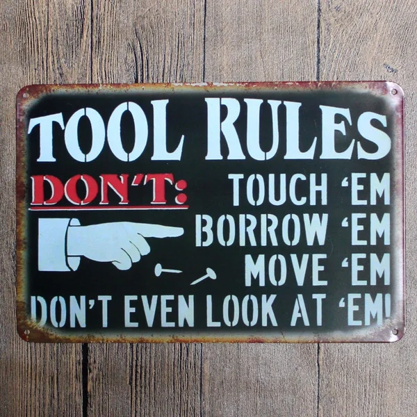 

Metal Tin Sign Tool Rules Decor Bar Pub Home Vintage Retro Poster Cafe ART