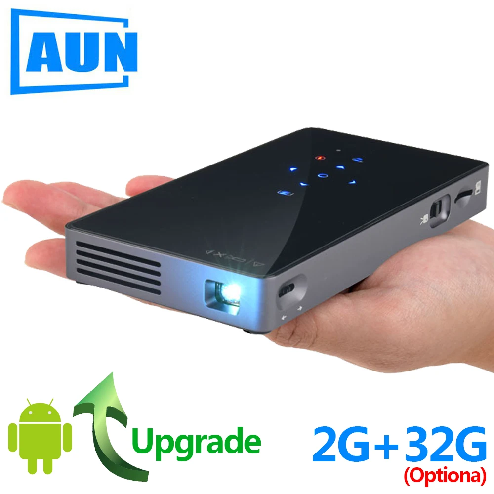 Бренд AUN Android 7,1. Умный проектор(опционально 2G+ 32G памяти) с wifi, Bluetooth. Мини-видеопроектор D5S(опционально D5 белый