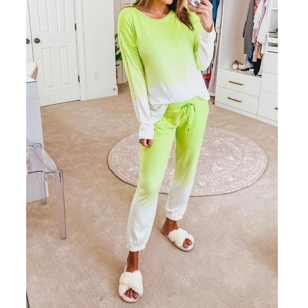 

Two Piece Set Top and Pants Women Casual Long Sleeve Round Neck Pullover Print Fashion Drawstring Sweatsuit Lugentolo