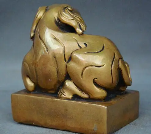 Collect Chinese Bronze Feng Shui Animal Wealth Elephant Statue Seal Stamp Signet | Дом и сад