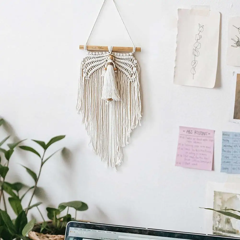 

New Hand-woven Pendant Macrame Wall Hanging Art Woven Tapestry With Angel Crafts Decoration Gorgeous Tapestry For Home Bedroom