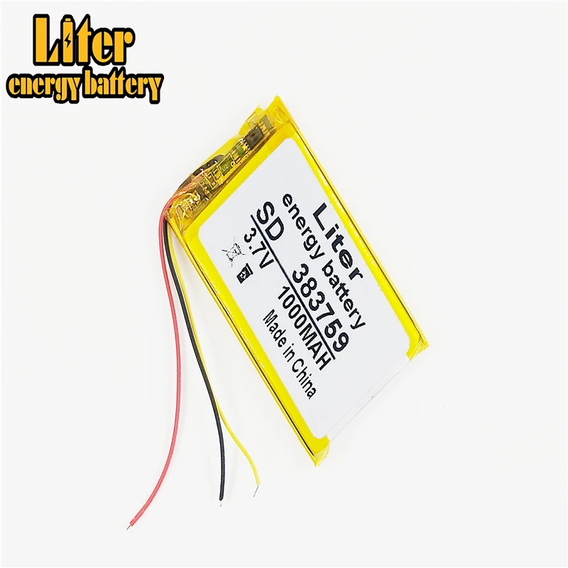 3 line 383759 3.7V 1000MAH 403759 Lithium Polymer Li-Po li ion cells For MP3 MP4 MP5 GPS mobile bluetooth Rechargeable Battery |