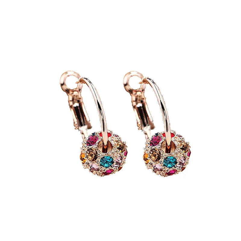 POFUNUO Hot Sale Earrings Punk Fashion Cute Crystal Lucky Ball Transfer Beads Bride Ladies for Women | Украшения и аксессуары