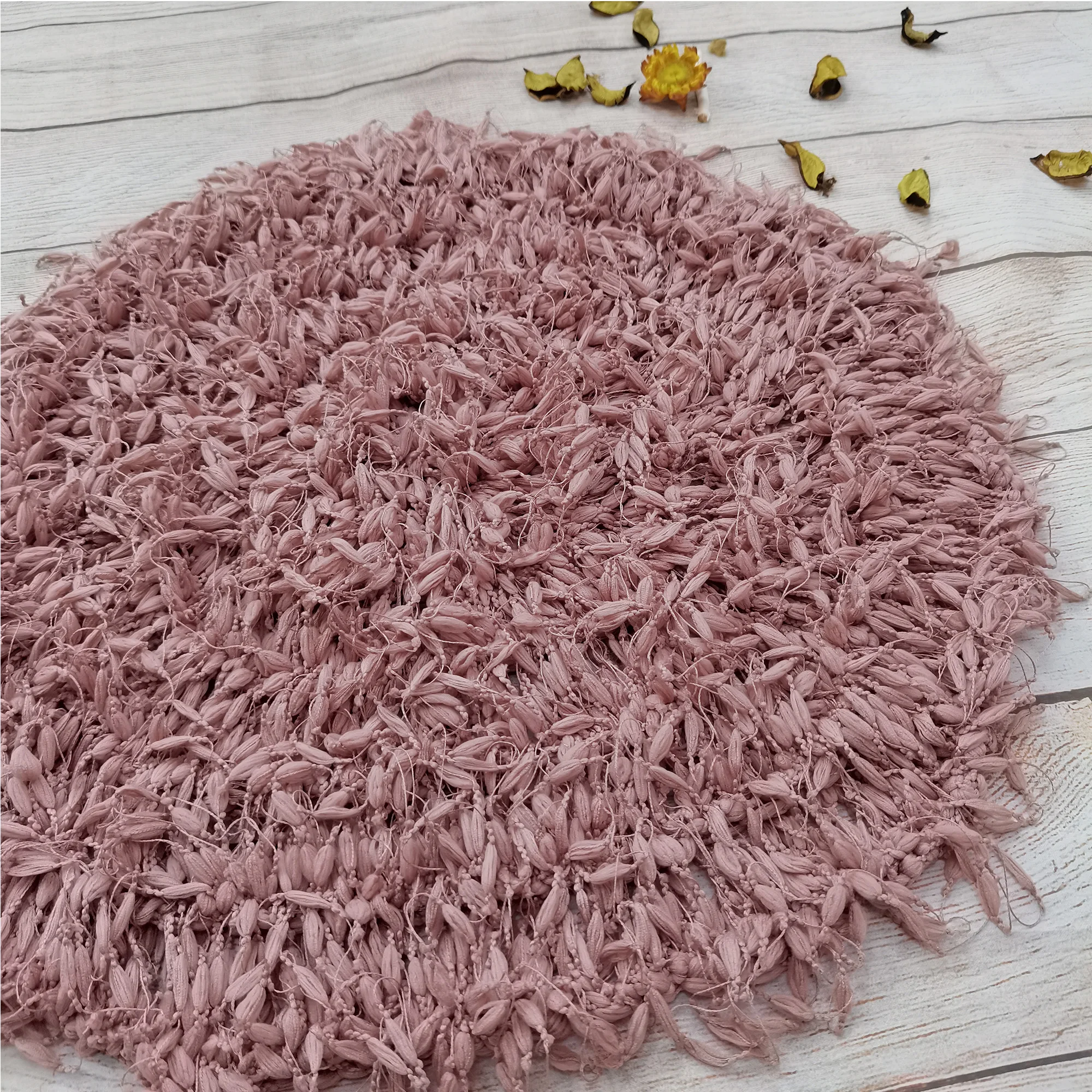 Don&Judy Handcraft Round Crochet Blanket Basket Stuffer Filler for Newborn Baby Photography Background Layer Photo Shooting Prop