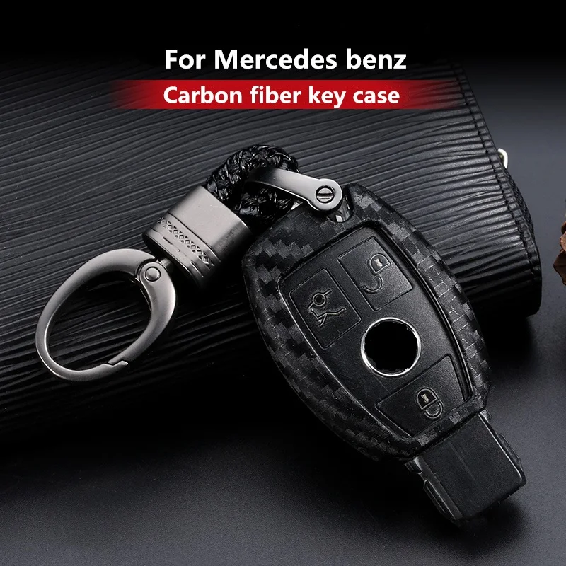 

2019 New Carbon Fiber Silica Gel Key Cover Case For Mercedes for Benz B200 C180 E260L S320 GLK300 CLA CLS S400 Keychain Keyring
