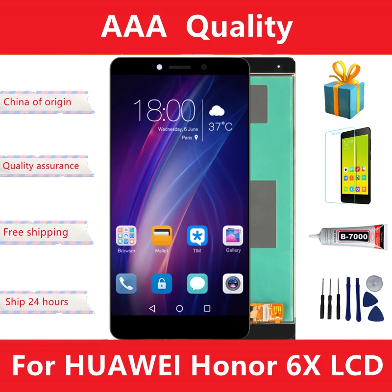 Pantalla Lcd de 5,5 pulgadas para Huawei Honor 6X, repuesto de digitalizador de pantalla t&aacute;ctil para Huawei Honor 6X-0