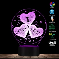 romantic i love you in loving heart 3d visual lamp optical illusion night light valentines day gift wedding decor desk lamp