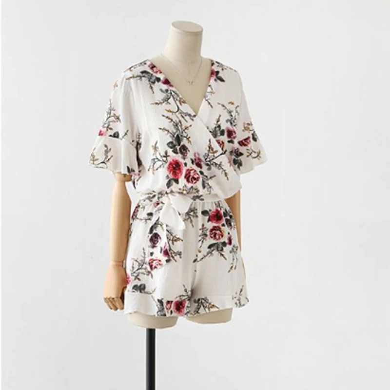 Летний повседневный комбинезон с круглым воротником и карманами Женский