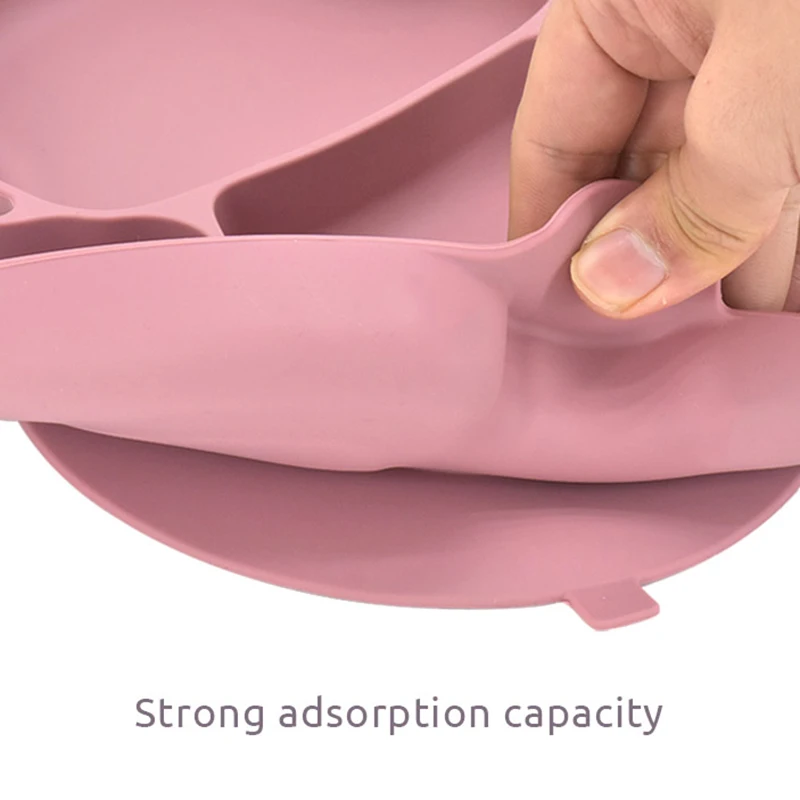 

Silicone Baby Dining Plate With Sucker Squirrel Shape Dinnerware Toddler Feeding Lunch Tableware Portable Dinner Plates Bowls