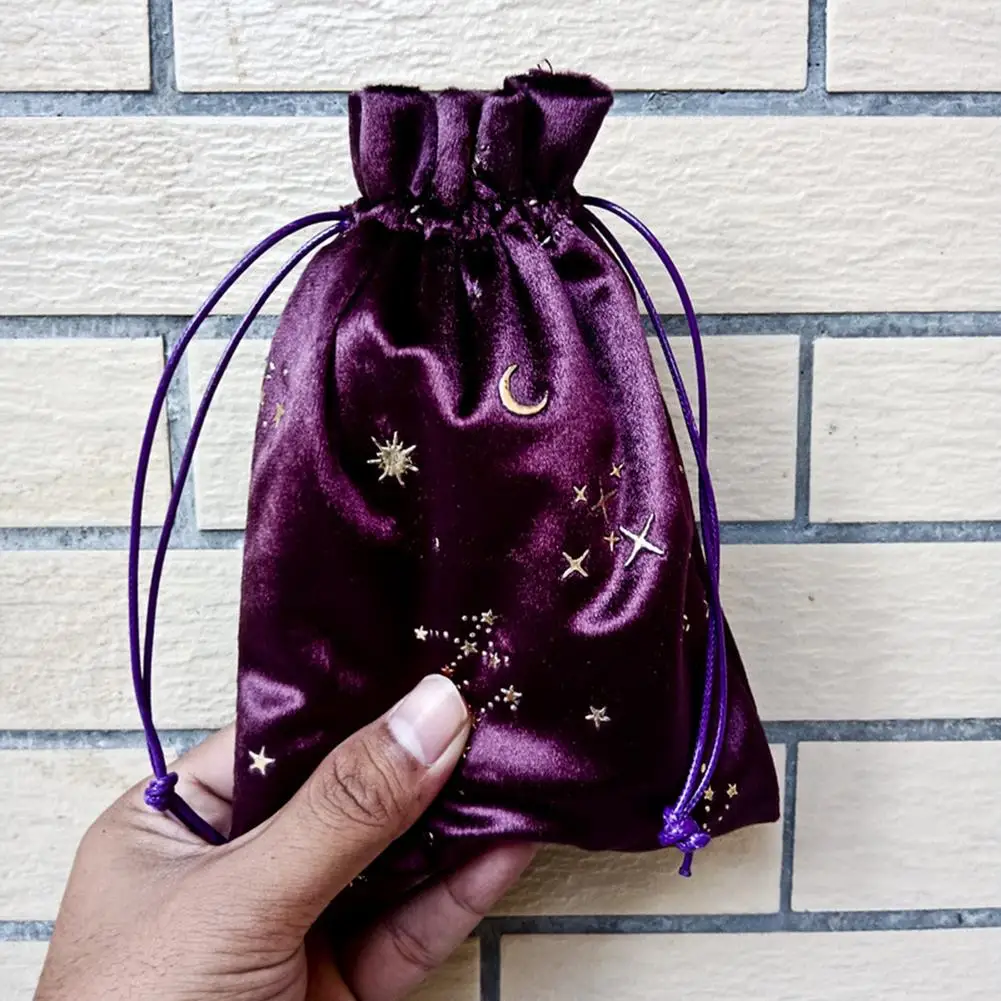 Star Moon Velvet Bag Tarots Oracle Card Witch Divination Crystal Storage Game Package Drawstring Bags Board Games | Спорт и