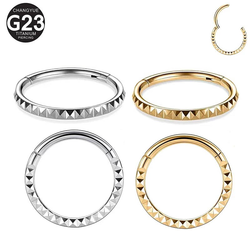 

1PS G23 Titanium Piercing Hoop Anti-allergic Earrings Hinged Nose Clicker Segment Nose Ring Helix Cartilage Tragus Body Jewelry