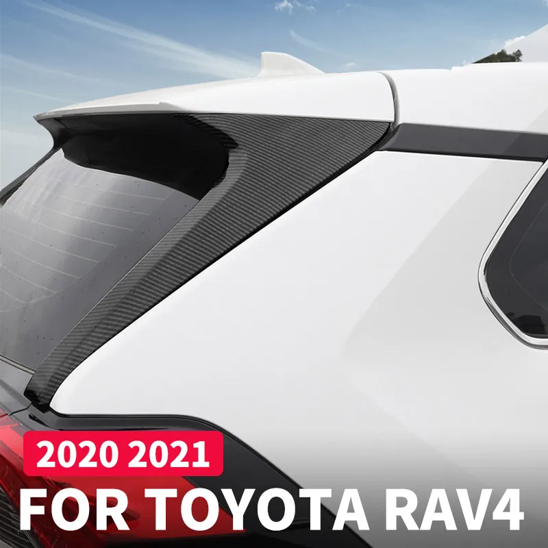 

ABS Carbon Fiber Rear Window Cover Decorative Triangle Sticker for Toyota RAV4 Refit 2019 2020 2021
