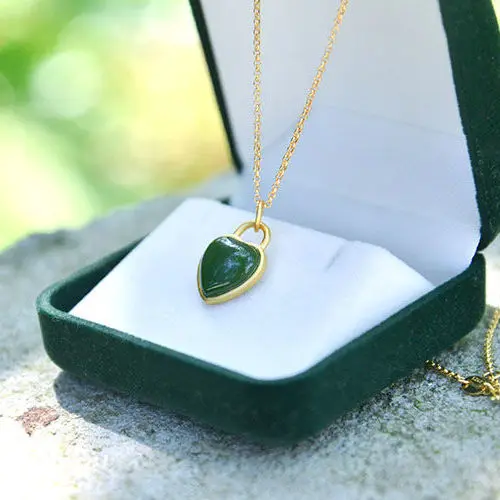 

Natural Hetian Jade Green Jade Love Pendant S925 Sterling Silver round Jade Necklace Classical Simplicity Gift for Mother