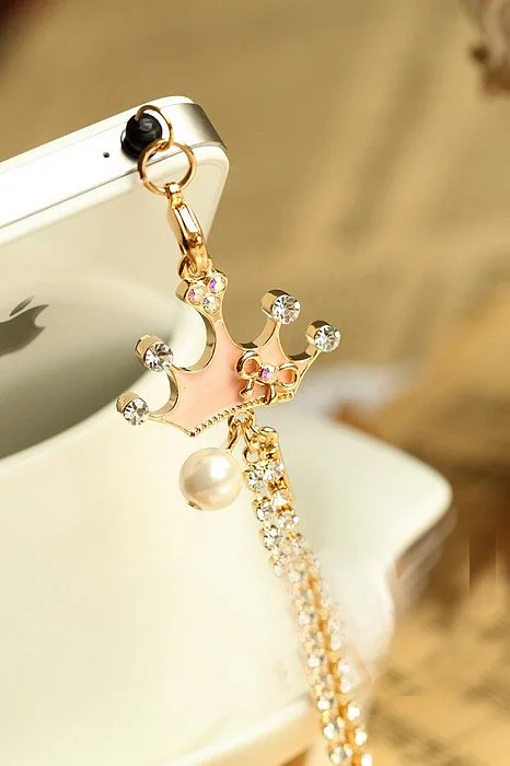 Fashion Drip Double-sided Long-chain Crown Phone Dust Plug Headphone Earphone Jack for Iphone Samsung Xiaomi | Мобильные телефоны и