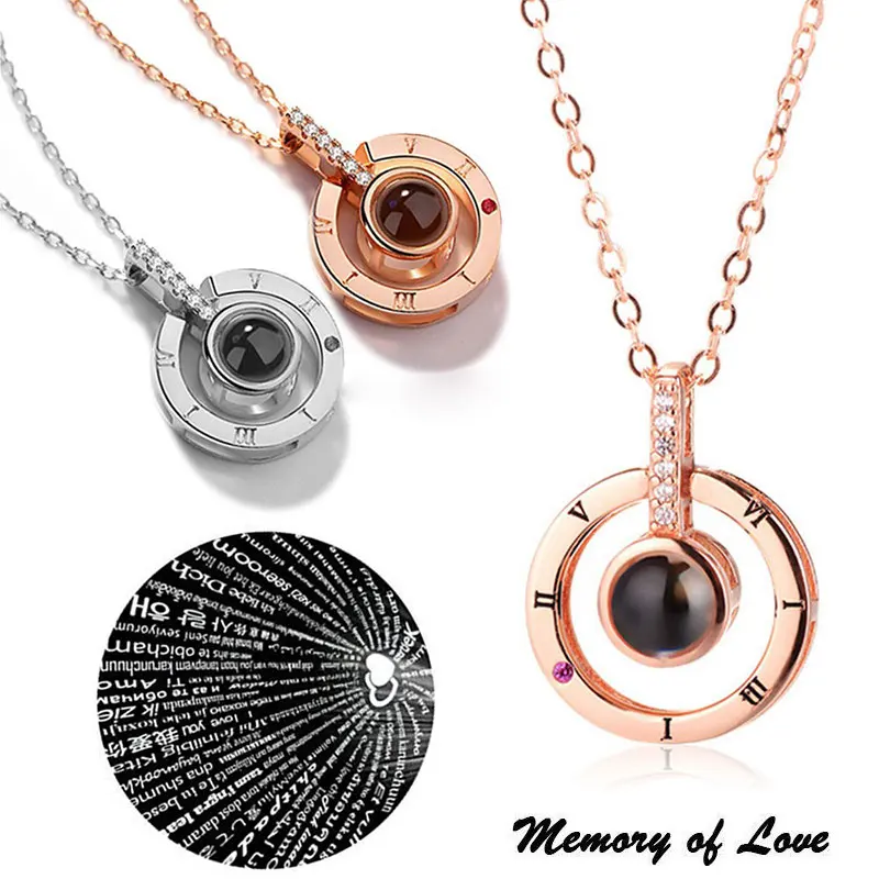 100 языков я люблю тебя проекция подвеска ожерелье Круглый/сердечный Шарм