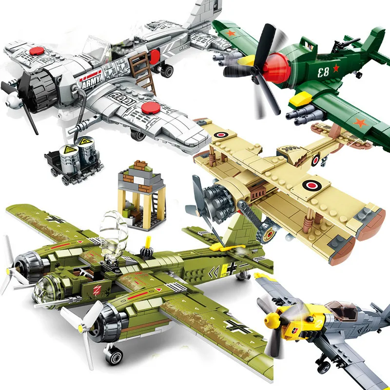 

WW2 Aircraft Compatible Legoed Plane German JU-88 BF-109 Fighter Soviet TU-2 Bomber Military air force Model Building Block Toys