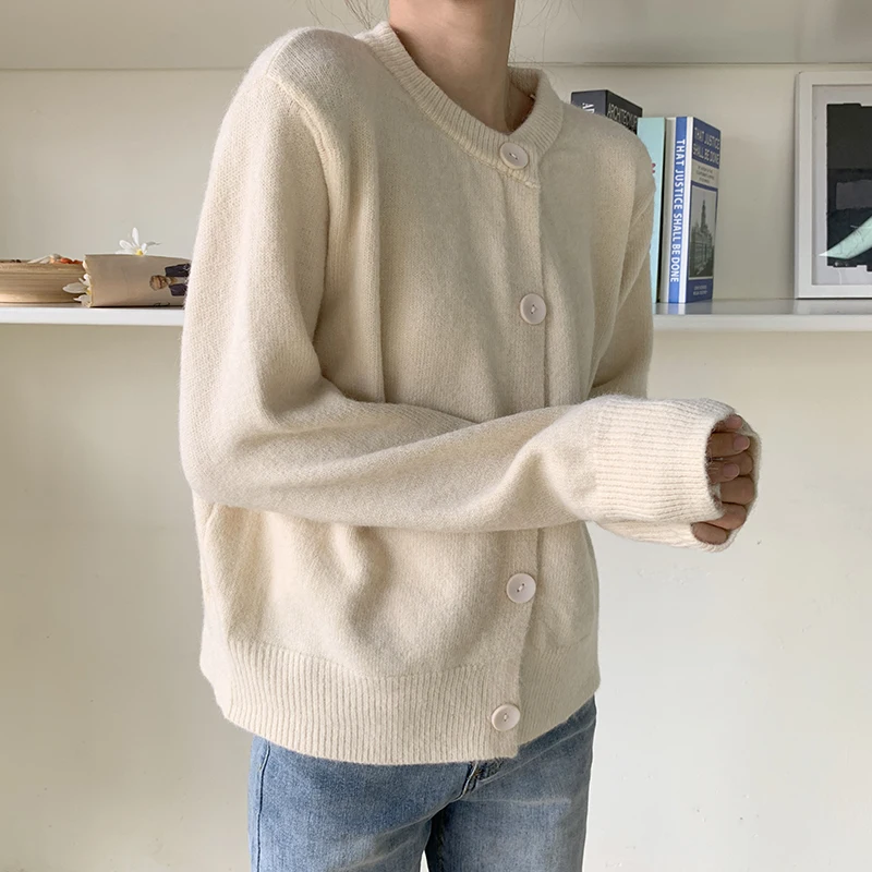 

Gentle wind Sweater Cardigan Women's Spring Autumn New Loose Short Sweater Korean New Solid Knitted Sweater Jacket Outwear