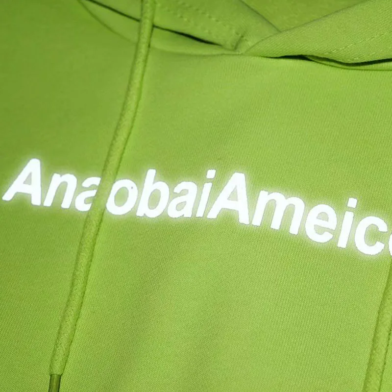 

Women's Long Sleeve Hooded Short Top Letter Reflective Sweatshirt 2019 autumn women's casual temperament jacket Female green