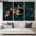 Алмазная живопись с лилией, 3 шт., Новое поступление, Триптих для гостиной, черная Золотая картина с цветами, Настенный декор для офисной комнаты