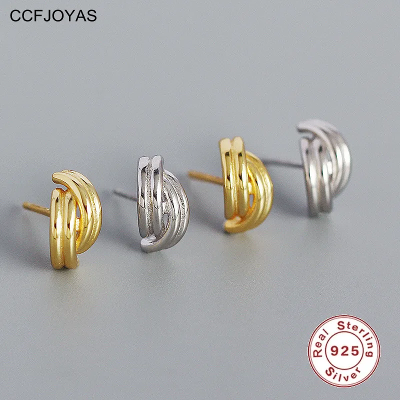 

CCFJOYAS 925 Sterling Silver Punk Geometric Stud Earrings for Women Minimalist ins Wedding Party Fashion Jewelry Accessories
