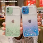 Блестящий Прозрачный чехол для iPhone 13 12 11 Pro Max XR XS Max X 7 8 Plus, Мягкий защитный чехол для камеры