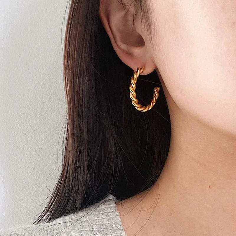 Витые обручи серьги толстые бохо шикарные золотые женские очаровательные