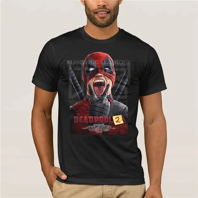 Новый Дэдпул 2 фильм Marvel Мужская черная футболка Размер S до XXXL Футболка Скидка 100%