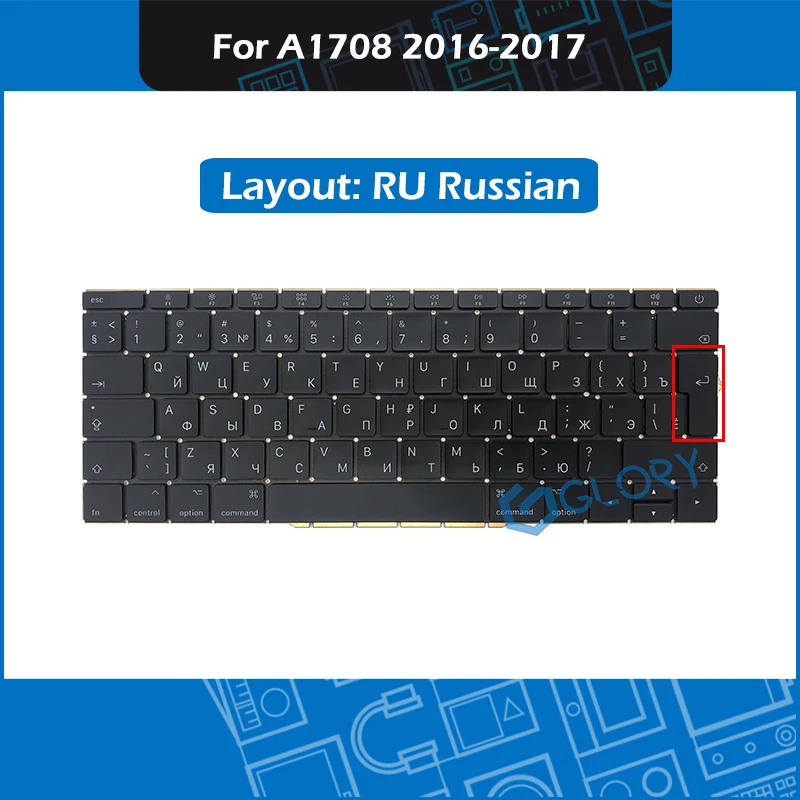 10 шт./лот A1708 клавиатура большой ключ Русская раскладка для Macbook Pro retina 13 &quotA1708