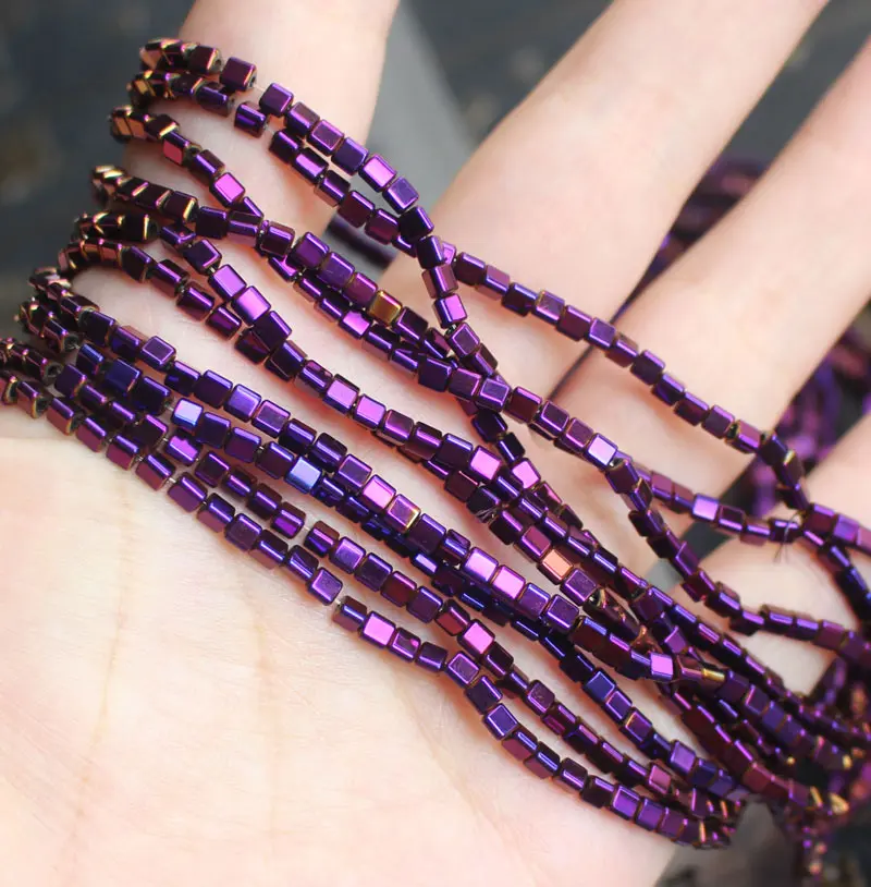 

3mm natural hematite Triangular prism pyrite copper golden green blue purple loose beads 15"