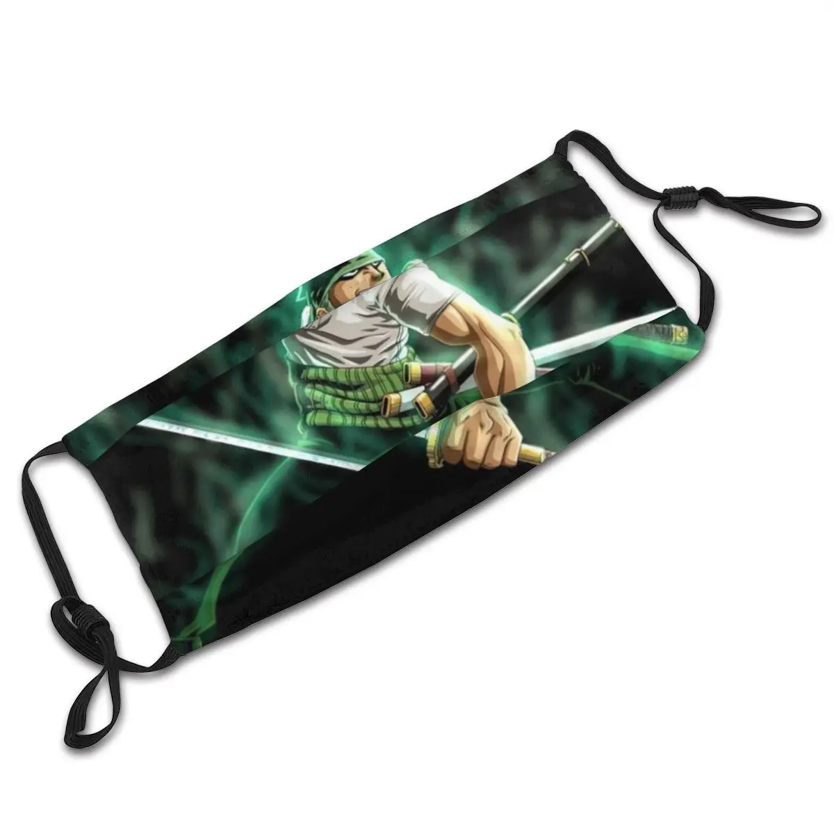 

One Piece Anime Cloth Masks Roronoa Zoro Face Mask Mouth Cover With Filters Facial Protective