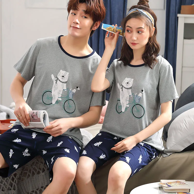 Летняя сетчатая красная пара пижам мужские хлопковые повседневные модели с