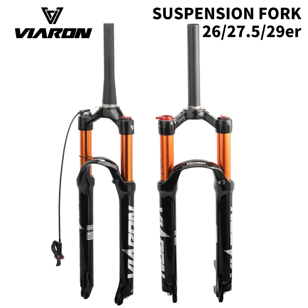 VIARON MTB Bike Fork Solo Air Bicycle Front Suspension 26/27.5/29 Inch Straight/Tapered Tube Manual/Remote Lockout Magnesium
